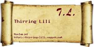 Thirring Lili névjegykártya